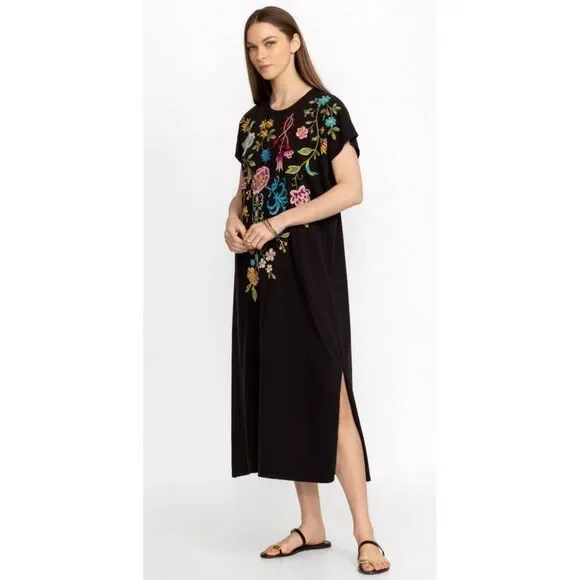 JOHNNY WAS NWT Boho Floral Embroidered Relaxed Knit Midi Dress - Picture 3 of 16